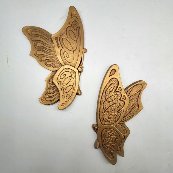 Gold Butterfly Wall Hanging 2 1973 Universal Statuary Hippie Whimsy Wall Decor‎ - Picture 7 of 7